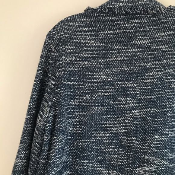 TOPSHOP BLUE TWEED CHUNKY KNIT OPEN FRIDGE BLAZER - Picture 12 of 13